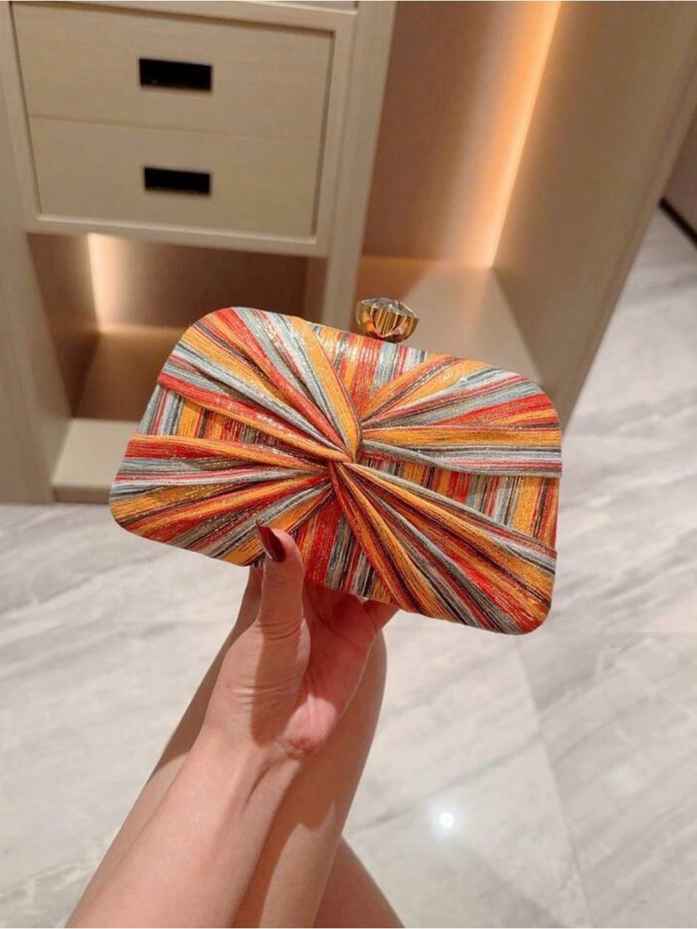 Multicolor Knotted Satin Evening Clutch - Women Bags NWT